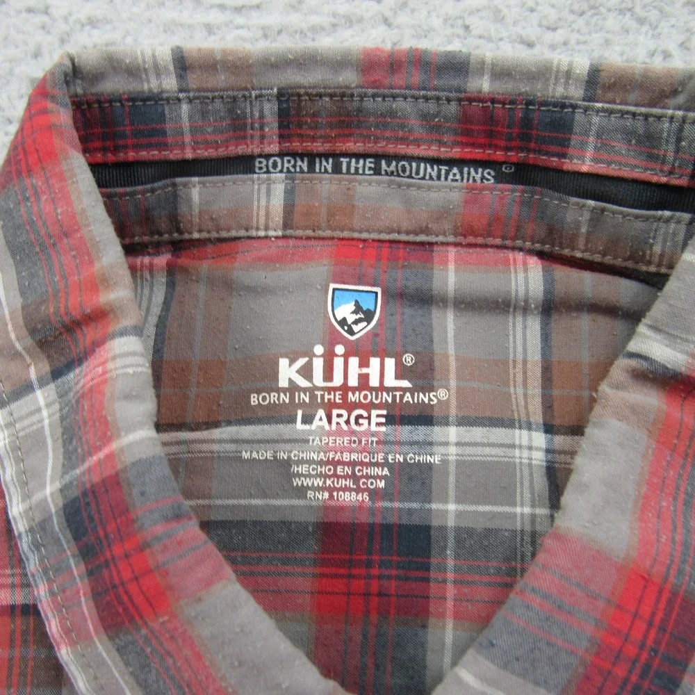 KUHL Men's Plaid Short Sleeve Button Up Shirt Tapered Fit Size‎ Large